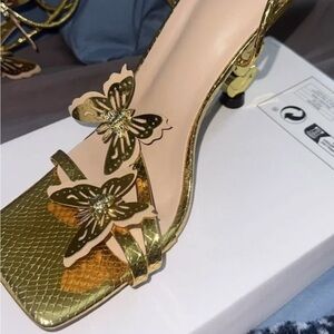 SHEIN Gold Butterfly Embellished Heels